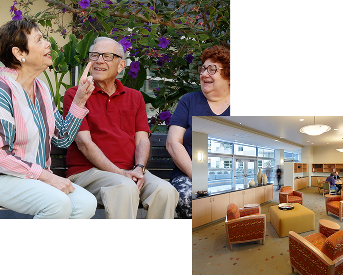 a group of elderly people chatting