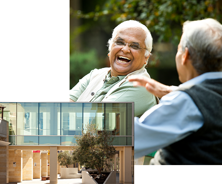 elderly man laughing