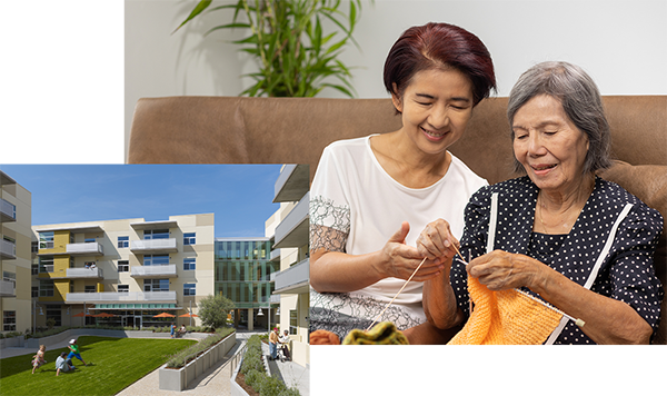 image of senior woman knitting