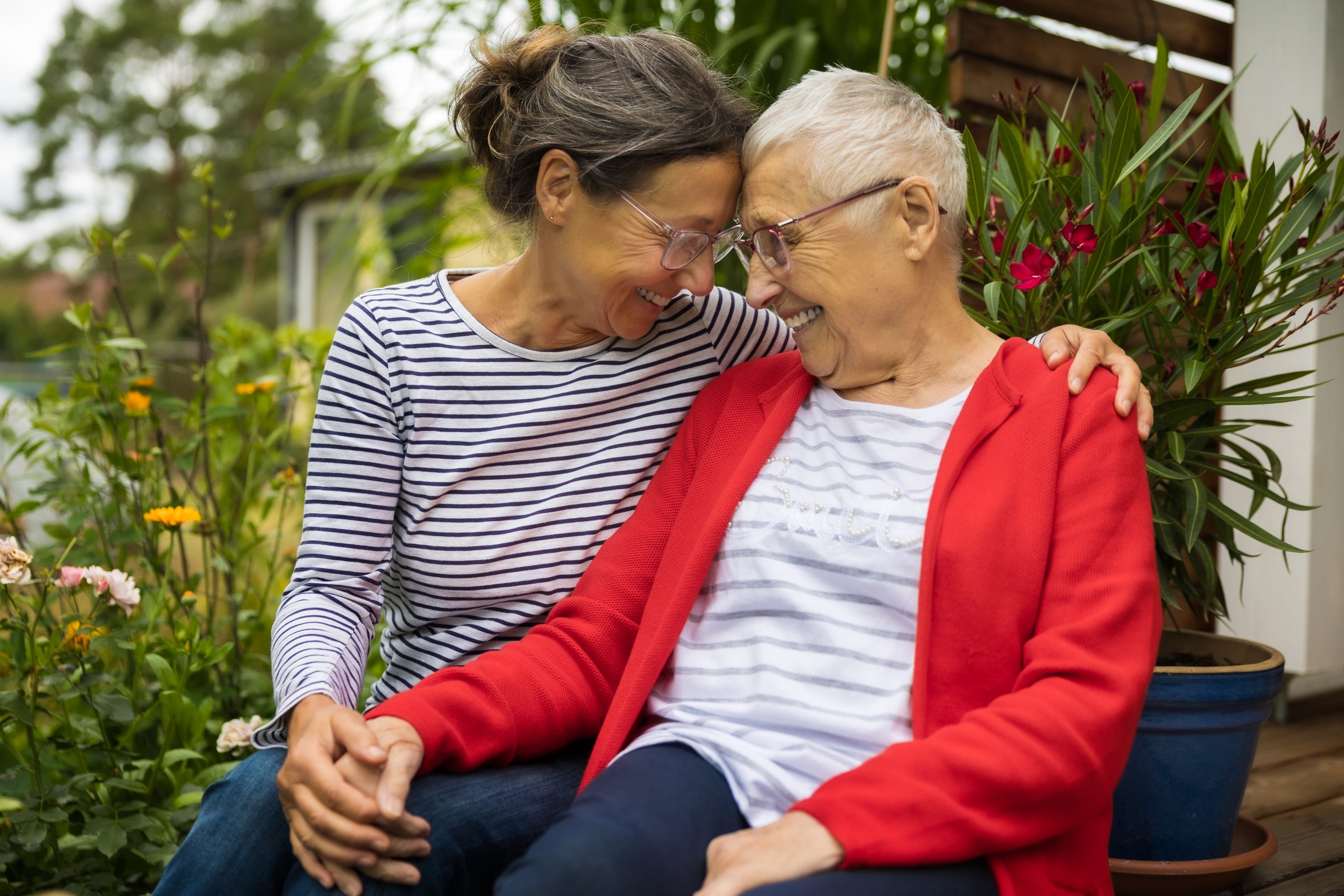 older woman with adult child