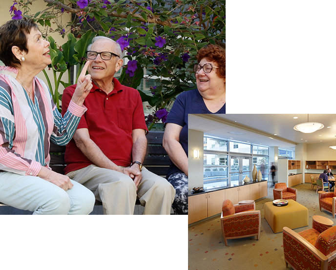 a group of elderly people chatting