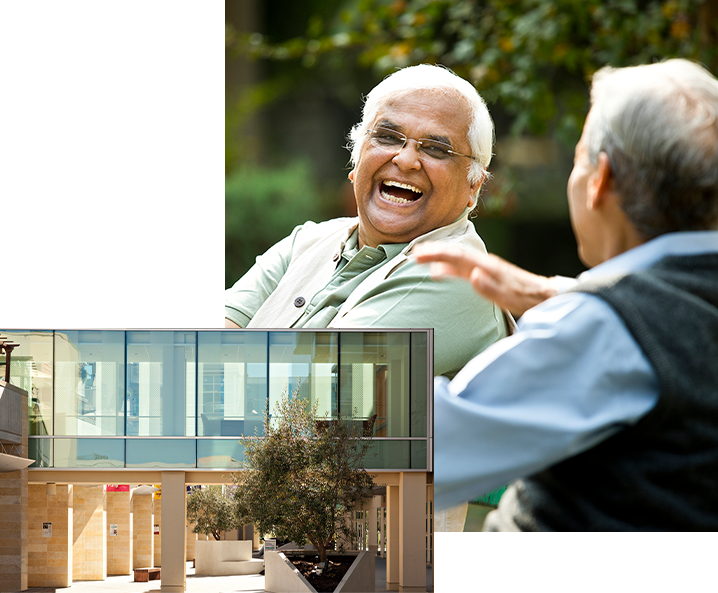 elderly man laughing