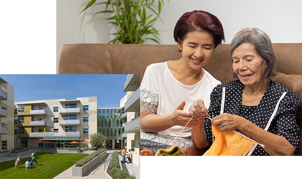 image of senior woman knitting